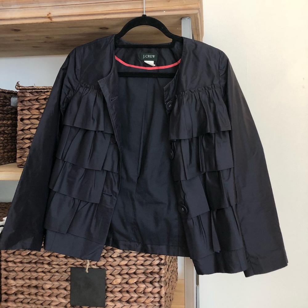 Silk Navy JCREW Ruffle jacket